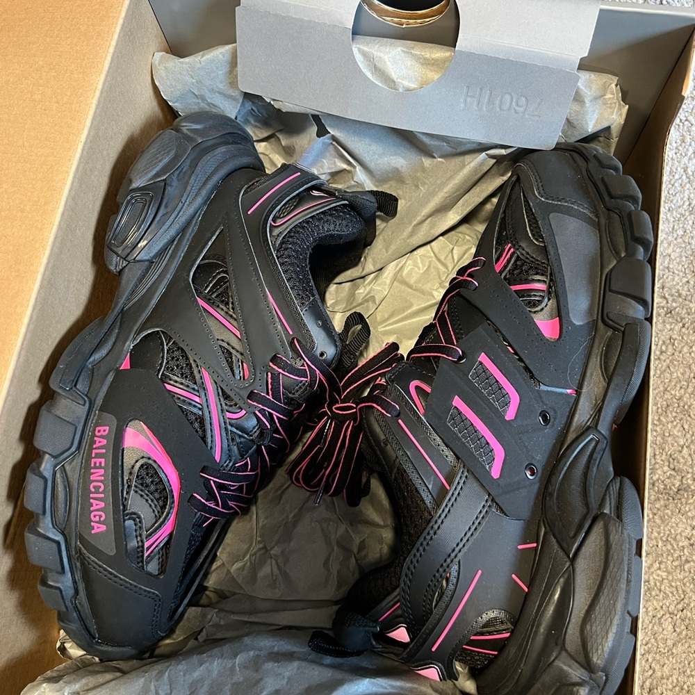 Balenciaga Black and Pink Athletic Shoes with Robust Design (AUTHENTIC)